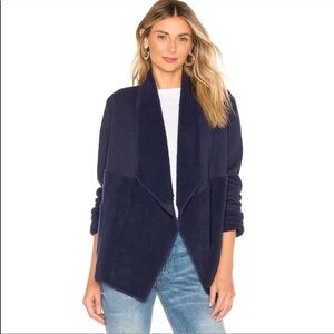 Splendid Faux Sherpa & Waffle Cardigan in Midnight Navy, Medium